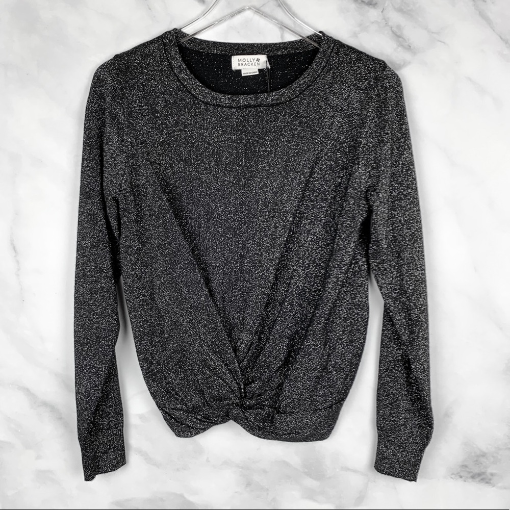 NWT Anthropologie Molly Bracken Glitter Sweater M